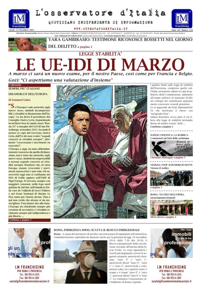 L'osservatore d'Italia edizione del 24 Novembre 2014